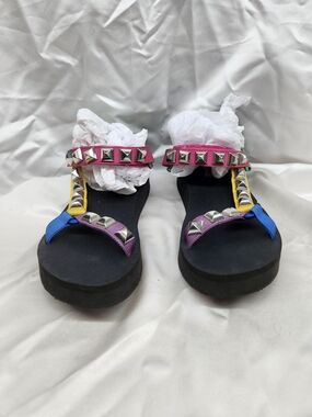 Steve Madden Multi-Color Studded Strap Sandals — Black Footbed